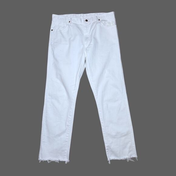 Wrangler Men's 13MWZ Cowboy Cut Original Fit Jean Frayed White 36W x 32L GUC - Picture 2 of 13